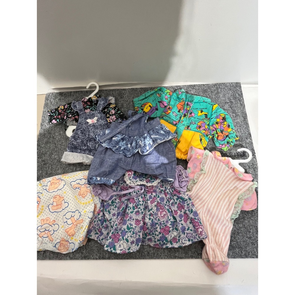 Vintage Cabbage Patch Kids Doll Clothes Lot 80s Outfits Floral Denim Map Print